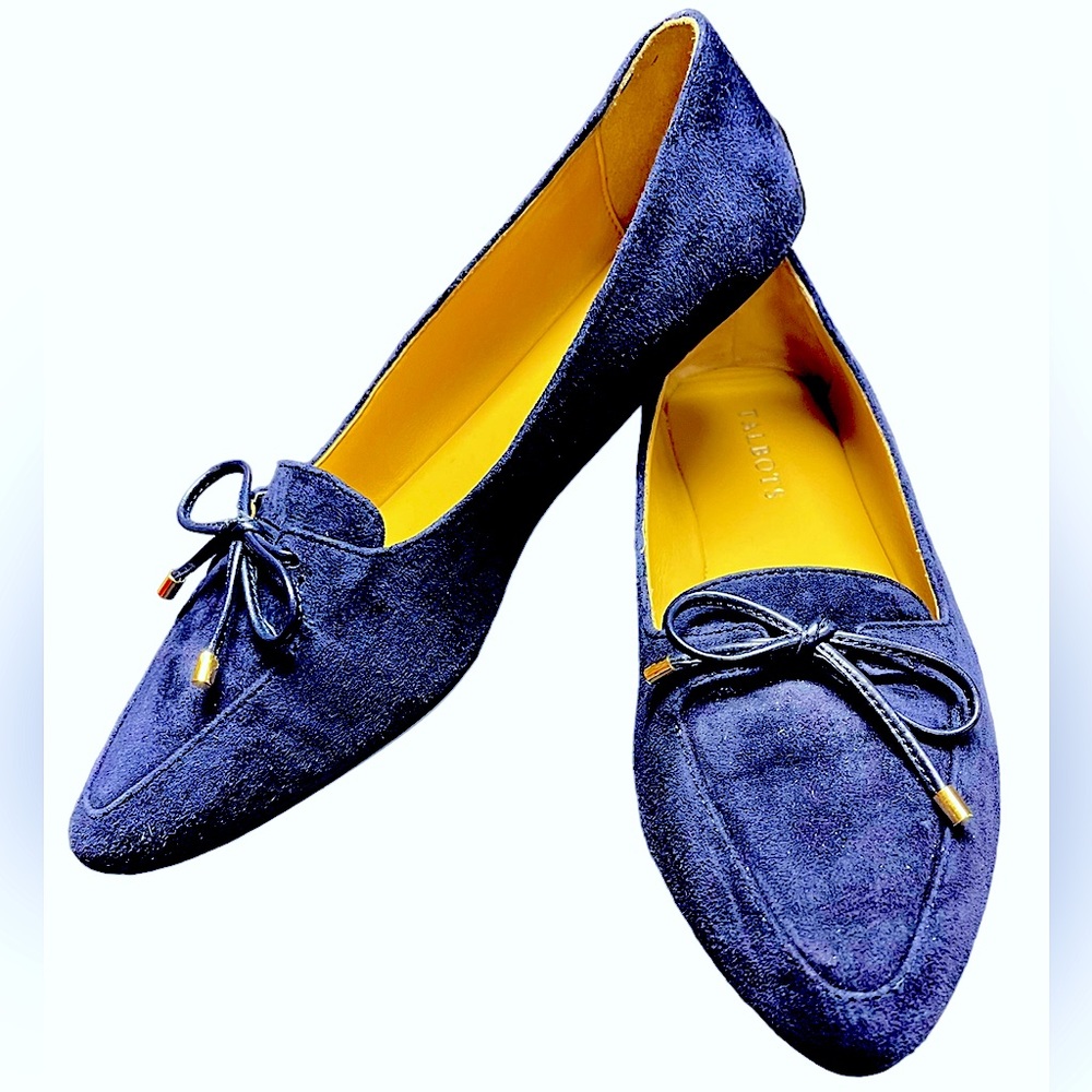 Talbots Francesca Navy Suede Driving Moccasin Flat With Bow Size 7.5